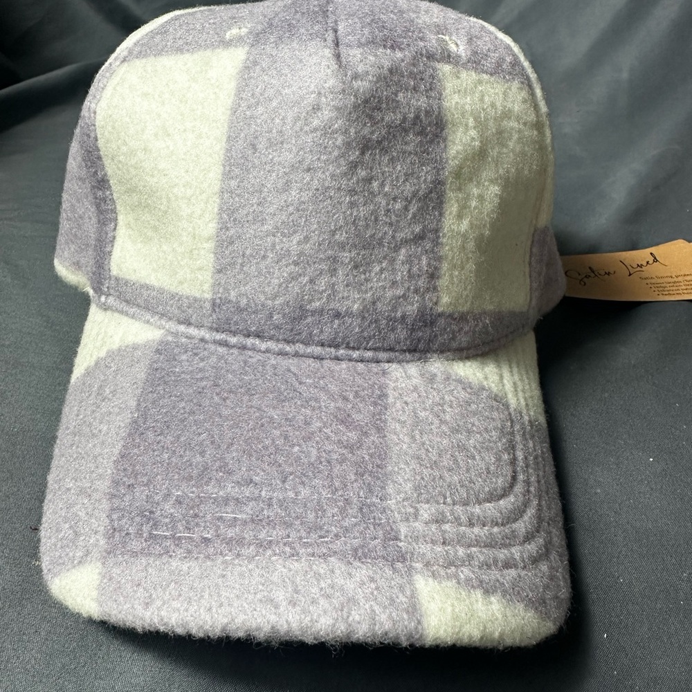 Steve Madden Purple and Cream Plaid Cap